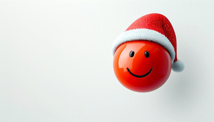 Cheerful red smiley wearing a Santa hat celebrates the joy of the holiday season