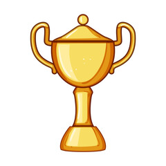 victory gold trophy cartoon. champion prize, winner honor, accolade recognition victory gold trophy sign. isolated symbol vector illustration