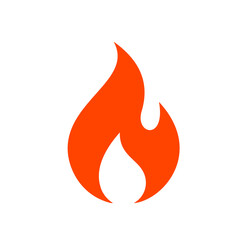 Red hot fire / flame heat or spicy food symbol flat vector icon for apps and websites