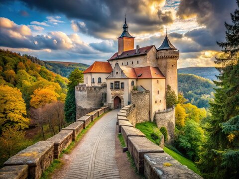 Vintage Style Photography of Grabstejn Castle, Czech Republic: A Timeless Landmark in Nature