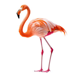 Obraz premium Flamingo standing on one leg with its vibrant pink feathers and long, elegant neck. isolated on transparency background