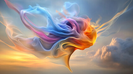 Fototapeta premium vibrant abstract design featuring flowing colors and ethereal forms, evoking sense of creativity and imagination. interplay of hues creates captivating visual experience