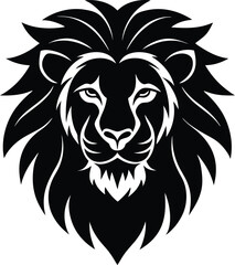 Elegant Lion Head Silhouette Vector Printable Digital Illustration