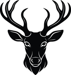 Naklejka premium Vector Deer Head Silhouette Illustration - Minimalist Deer Art for Printable Designs