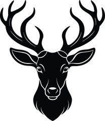 Vector Deer Head Silhouette Illustration - Minimalist Deer Art for Printable Designs