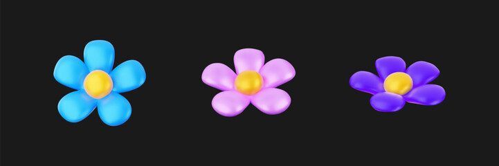 3d vector illustration simple flower buds design element