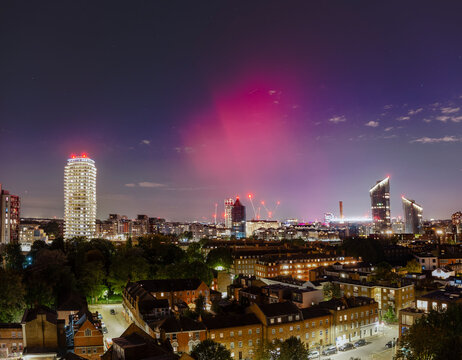 Aurora over the city