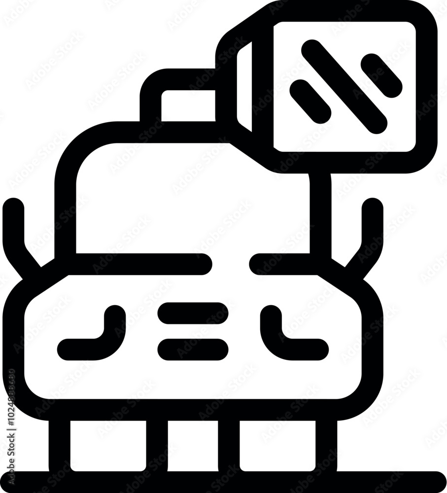 Poster simple outline vector of a smart robot scanning with a facial recognition system