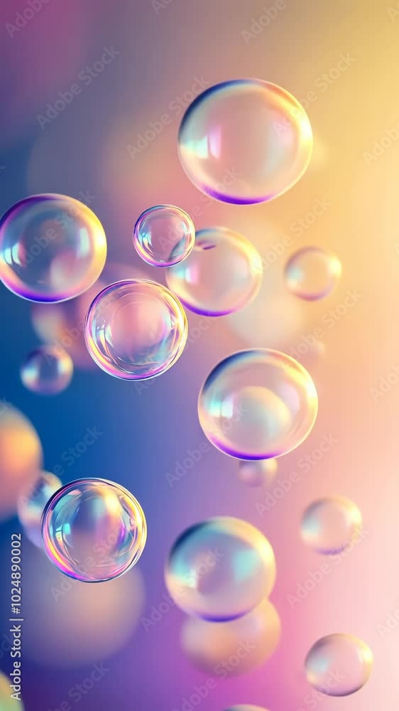 Poster colorful bubbles floating with gradient background