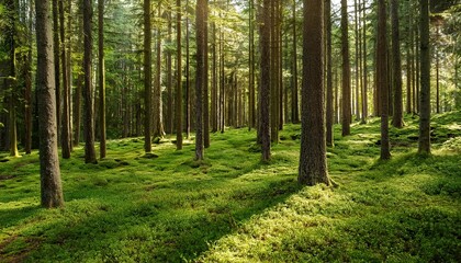 Obraz premium lush green pine forest forrest environment preservation