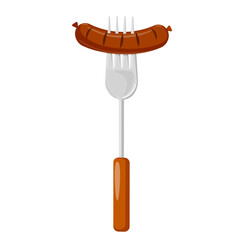 Illustration of a fork with a sausage