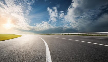 empty racing road and sky clouds background