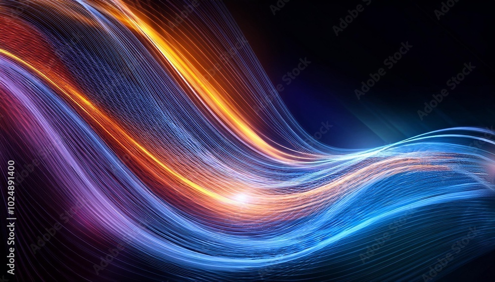 Wall mural abstract digital lines glowing wavy background design generative ai