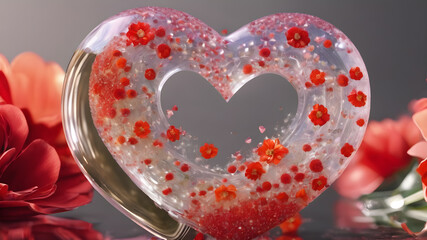 Fototapeta premium Heart shape for Love concept, Valentine's Day concepts. love symbol, concept for Valentine's Day, wedding etc. Heart elements for love concept design. AI generated image