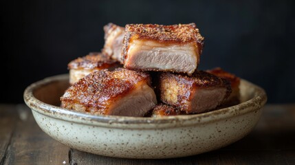 Crispy Pork Belly on a Rustic Plate