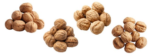 Pile of Walnuts on white background