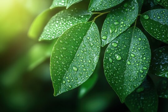 Close up of a leaf with water droplets