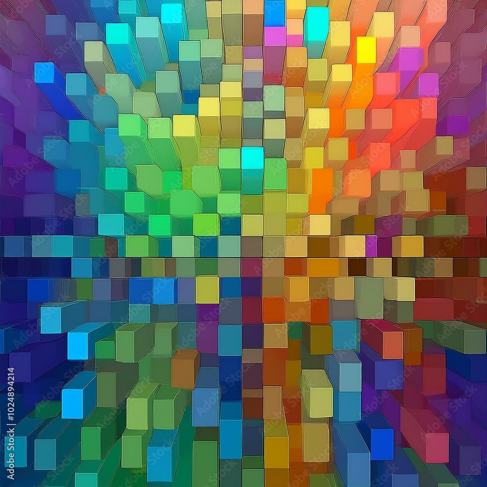 Wall mural multicolored abstract background of cubes