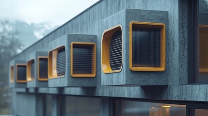 Obraz premium Modern architectural design featuring unique window structures.