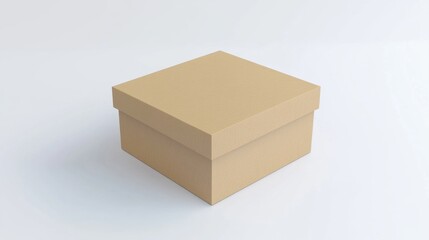Fototapeta premium Simple cardboard box closed, isolated on a white background, ready for shipping.