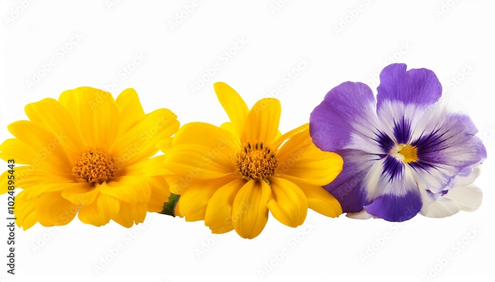 Canvas Prints yellow and purple flowers isolated