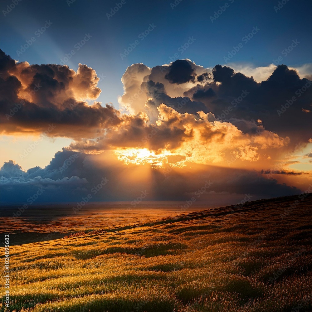 Canvas Prints sunset hiding behind the clouds