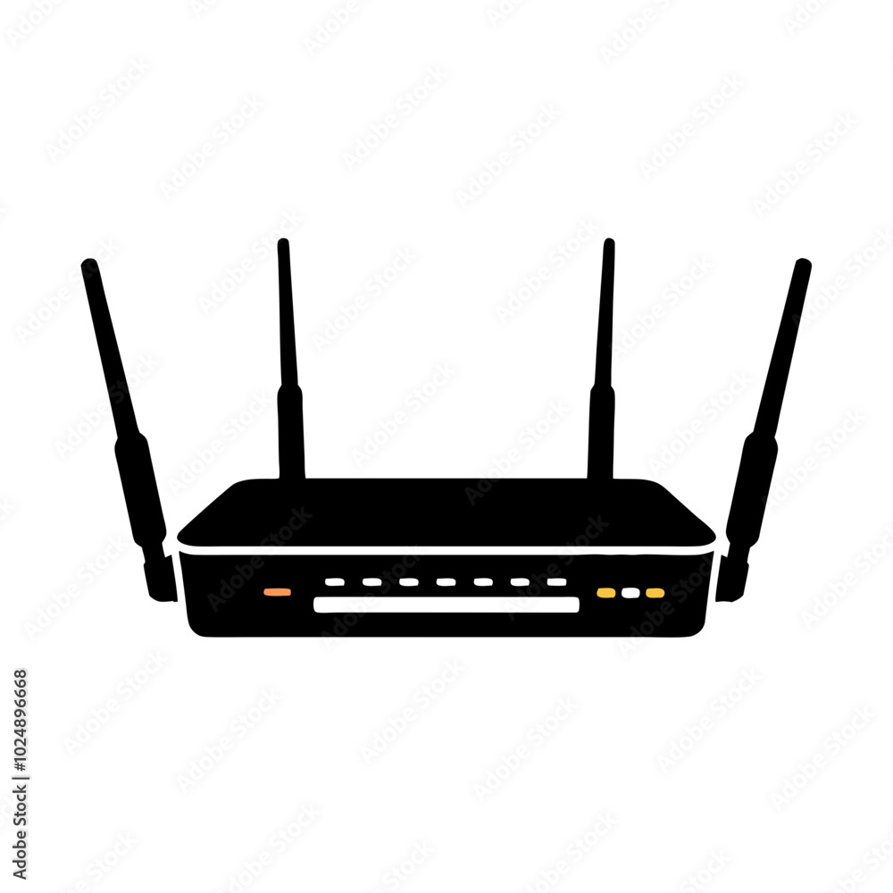 Poster modern wireless router vector illustration for network connectivity concepts
