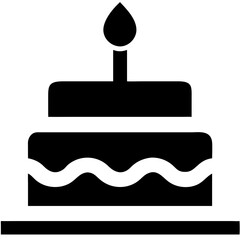 Obraz premium Simple Black Birthday Cake with Single Candle for Celebrations and Invitations