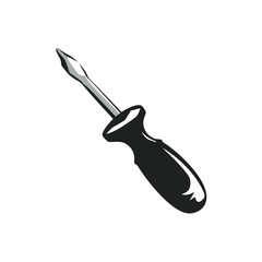 Obraz premium Vector Illustration of Classic Screwdriver Black and Silver Tool Design