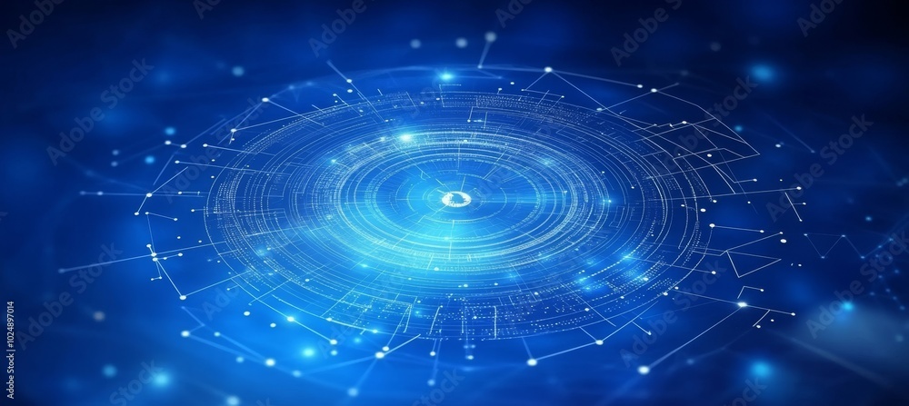 Poster abstract technology background. big data visualization. 3d illustration with depth of field effect