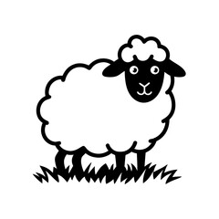  Cute Sheep Vector Illustration on Pasture Silhouette for Farm and Kids Themes