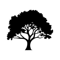 Black Tree Silhouette Against Light Background Vector Illustration