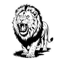  Roaring Lion Vector Art Illustration Powerful Wild Animal Graphic Design