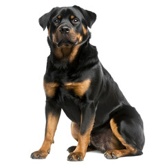 Obraz premium Rottweiler with a strong, confident posture and distinctive markings. isolated on transparency background