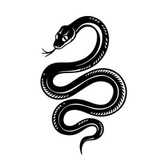 Fototapeta premium Intricate Black Snake Vector Illustration for Tattoo Designs and Symbolism Art