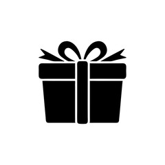  Holiday Gift Black Silhouette of Present Box with Ribbon Vector