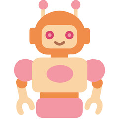 Obraz premium Cute Vibrant Robot Illustration with Smiling Face for Technology Graphics