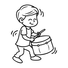  Happy Child Playing Drums Vector Illustration for Music Education