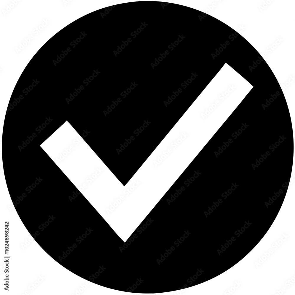 Poster black check mark in circle vector for approval and verification concepts
