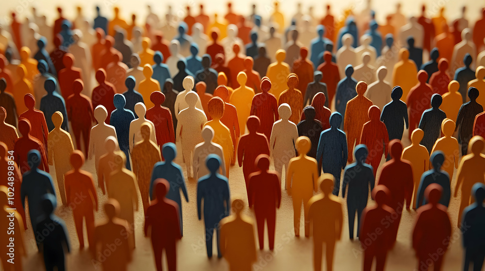 Poster abstract representation of diverse figures in various colors.