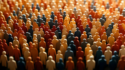 Fototapeta premium A crowd of miniature figures in various colors, representing diversity.