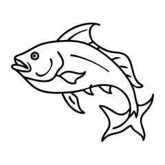  Vector Illustration of Fish Outline for Ocean Themed Designs and Education