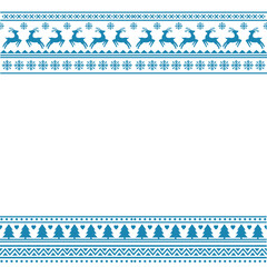 Festive Christmas border frame with reindeer in Scandinavian style