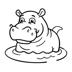 Naklejka premium Cute Hippo Cartoon Vector Illustration for Kids and Educational Materials