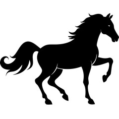 Obraz premium Elegant Black Horse Silhouette Vector Galloping Motion Art Design