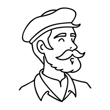 recommend clip art:  Vintage Gentleman Line Art Portrait with Mustache and Beret Vector