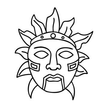 recommend clip art:  Ancient Aztec Sun Mask Vector Line Art for Cultural Design Projects