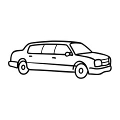 Fototapeta premium Vector Illustration of Luxury Limousine Black Outline Side View