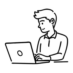  Vector Illustration Young Man Working on Laptop in Office Setting