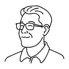 Obraz premium Minimalist Line Art Portrait of Smiling Man with Glasses and Short Hair